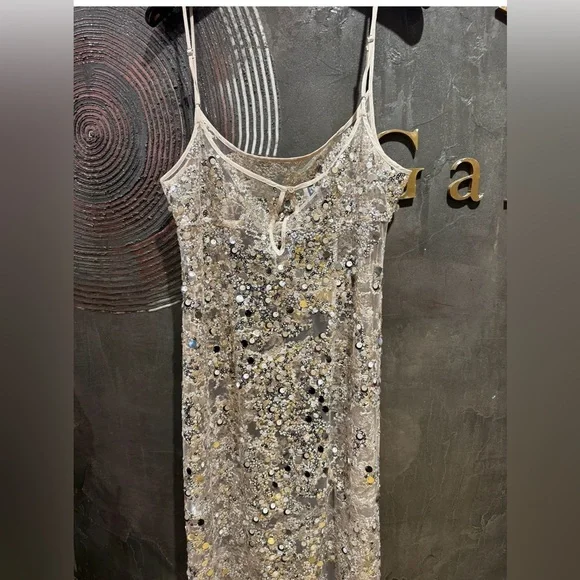 Baum und Pferdgarten Sequin Embellished Sheer  nude party cocktail  Dress NWT - Picture 9 of 10